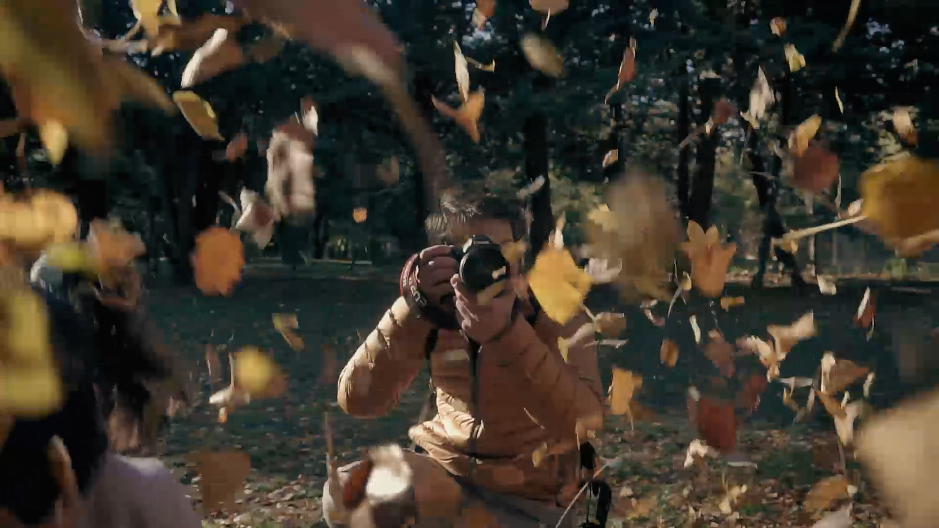 Campaña de Santa Cruz: una persona fotografía entre hojas de otoño